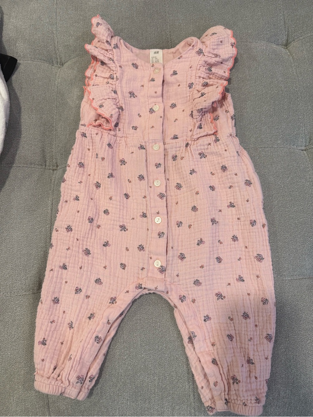 H&M Pink Floral Ruffle Baby Romper